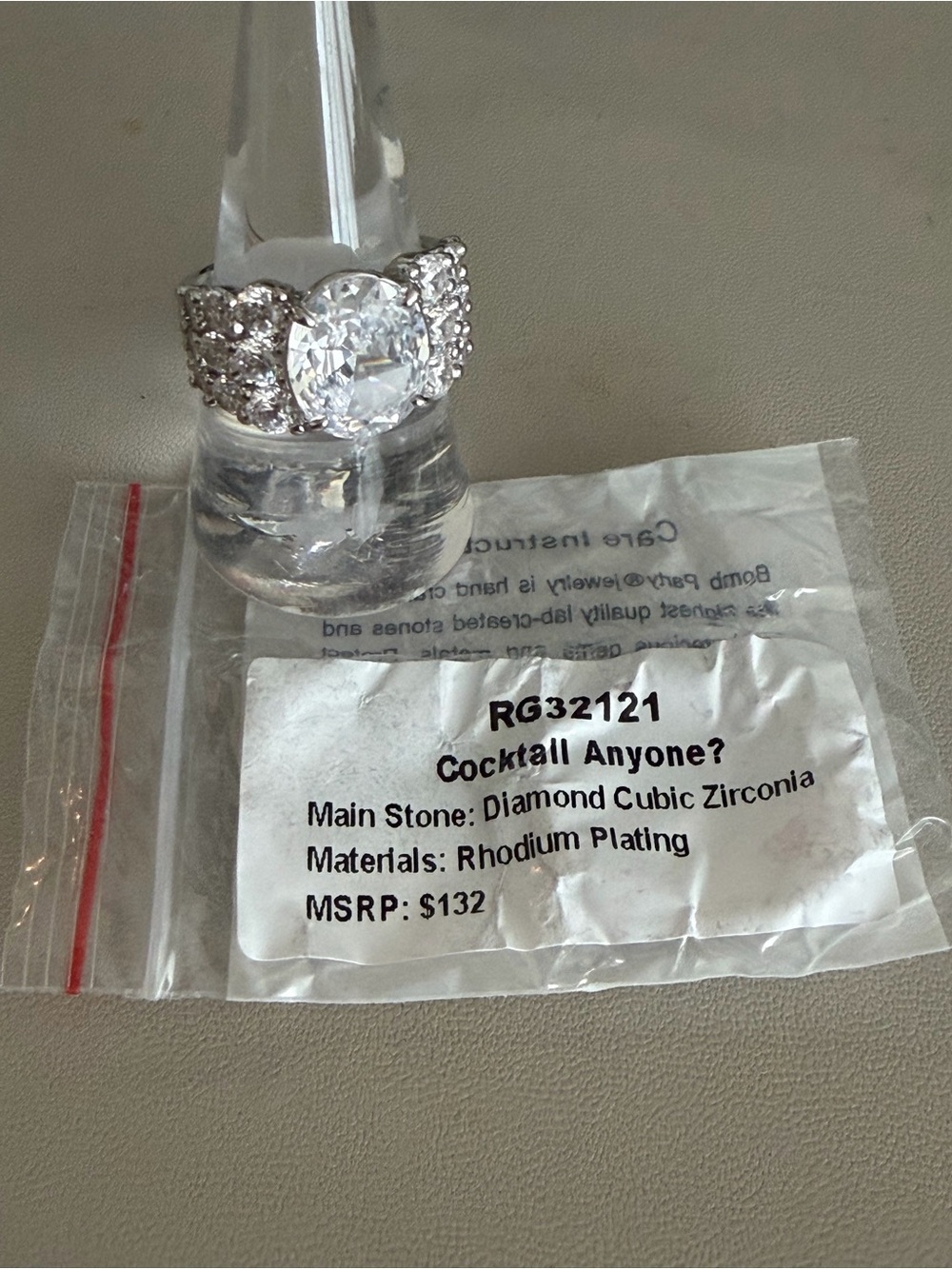 ✨ Bomb Party “Cocktail Anyone?” Ring – Size 9 Diamond CZ ✨
